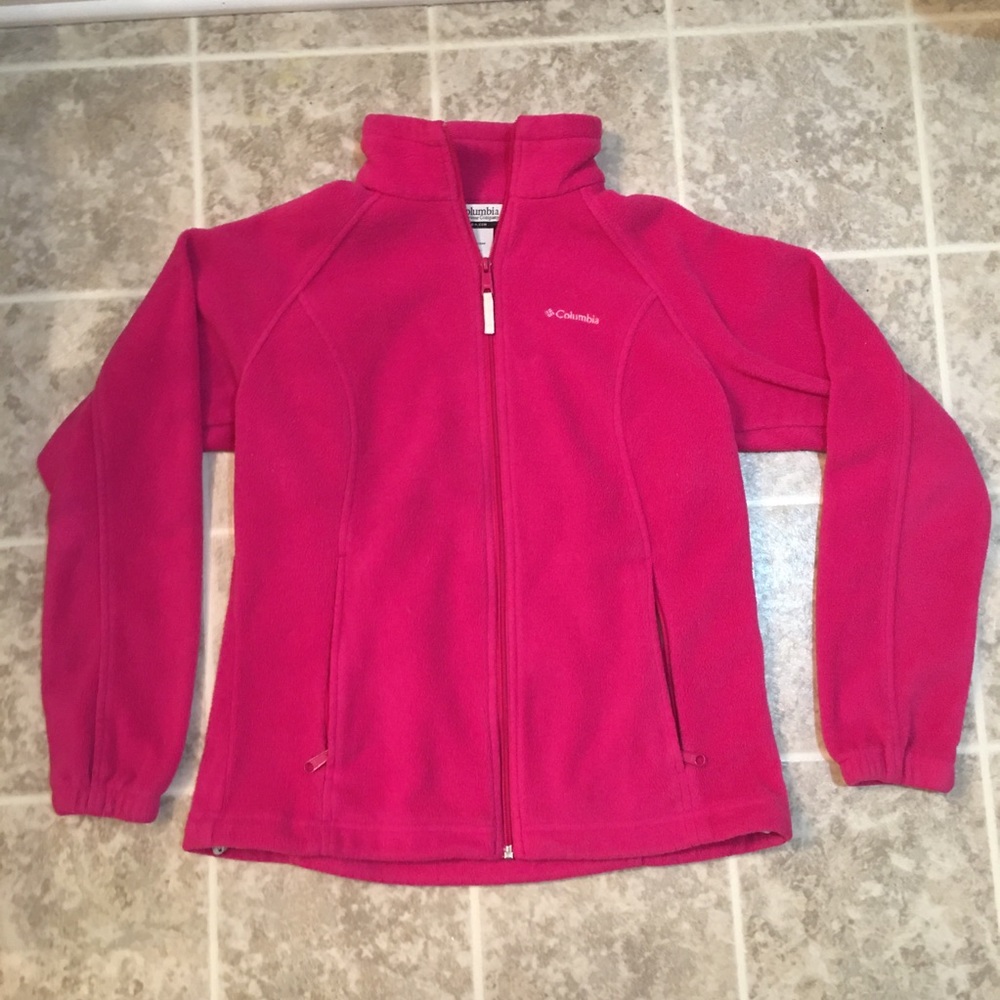 Columbia Fleece Pink ZIP Jacket Size: Large